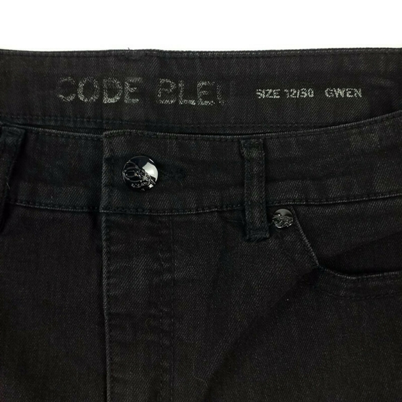 Code Bleu Gwen Black Stretch Embellished Stretch Denim Mini Skirt Womens 12 - Picture 7 of 11